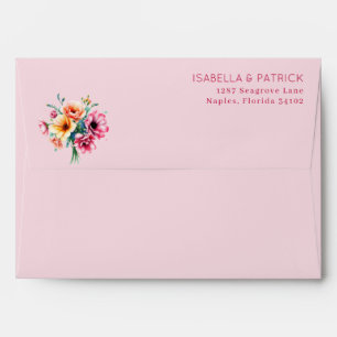 Romantic Pink Floral Arrangment Envelope
