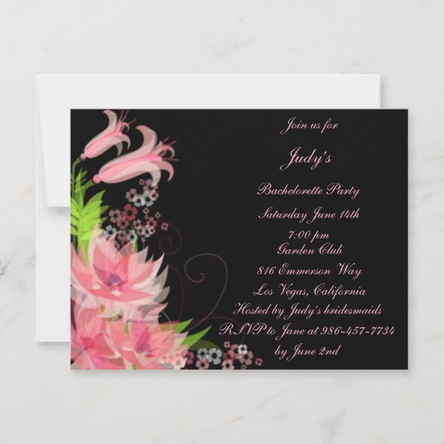 Romantic Pink Floral Bachelorette Party Invitation (Front)