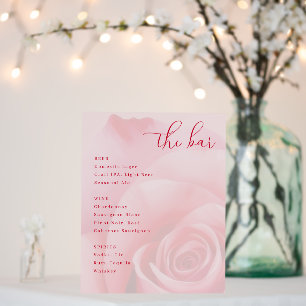 Romantic Pink Floral Beverage Menu Foam Board