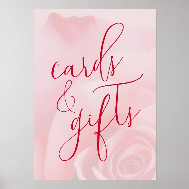Romantic Pink Floral Cards & Gifts Sign Holder (Front)