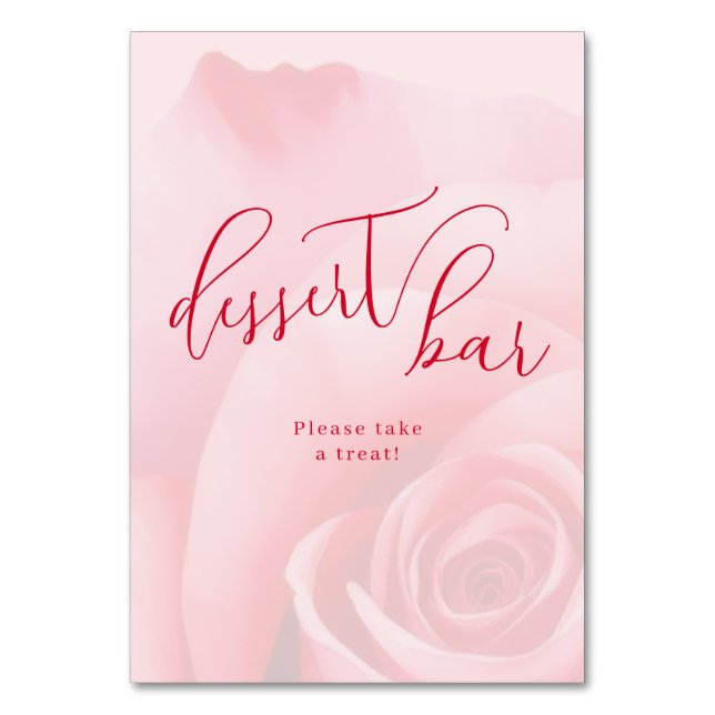 Romantic Pink Floral Dessert Bar Sign Table Number (Front)