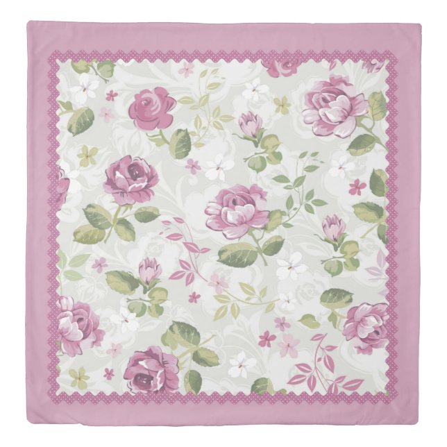 Romantic Pink floral Duvet Cover (Front)