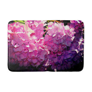Romantic pink floral elegant hydrangeas bathroom mat