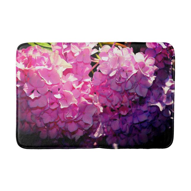 Romantic pink floral elegant hydrangeas  bathroom mat (Front)