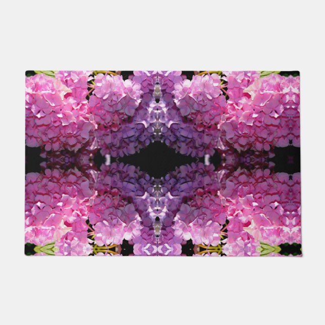 Romantic pink floral elegant hydrangeas  doormat (Front)