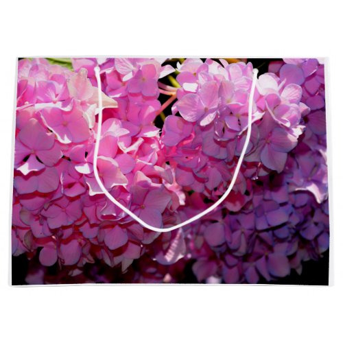 Romantic pink floral elegant hydrangeas  large gift bag