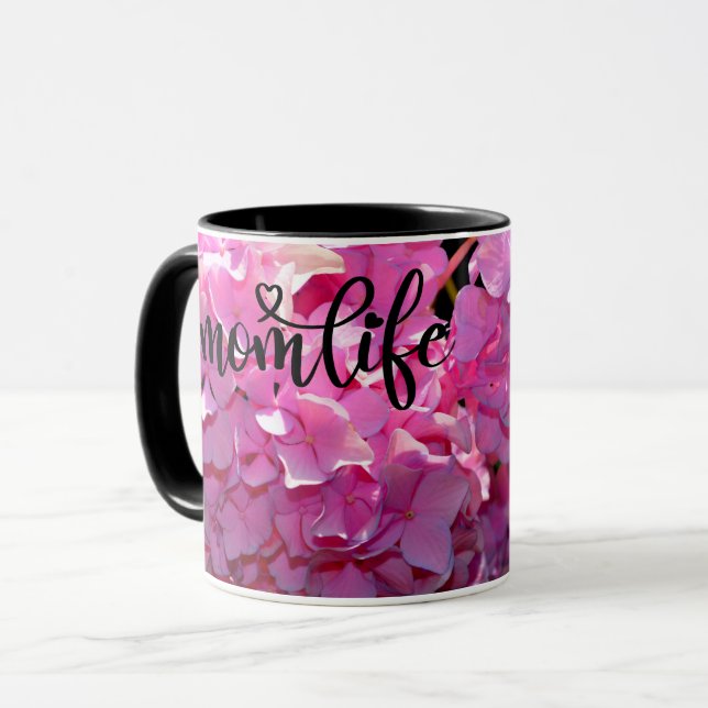 Romantic pink floral elegant hydrangeas  mug (Front Left)