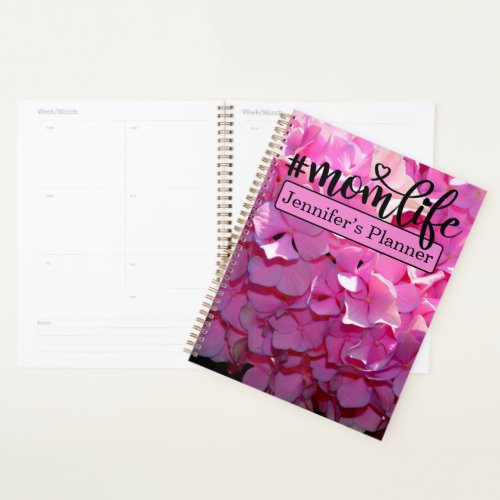 Romantic pink floral elegant hydrangeas  planner