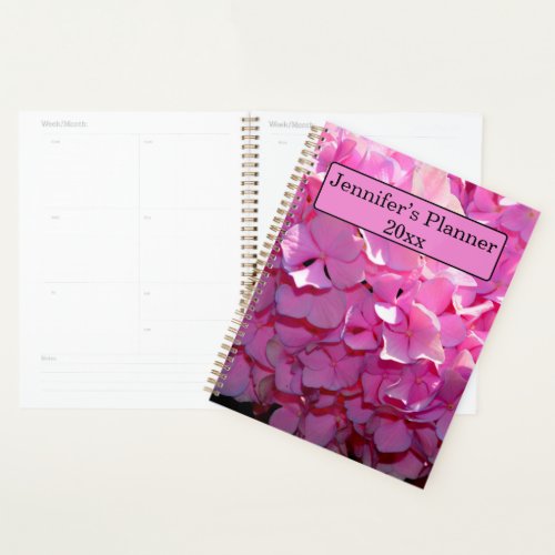 Romantic pink floral elegant hydrangeas  planner