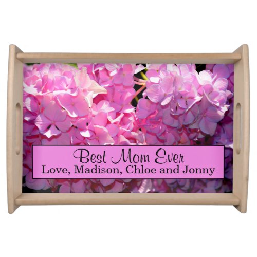 Romantic pink floral elegant hydrangeas  serving tray