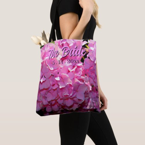 Romantic pink floral elegant hydrangeas  tote bag