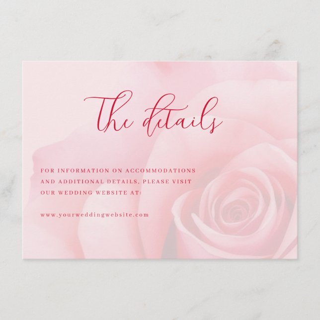 Romantic Pink Floral Enclosure Card (Front)