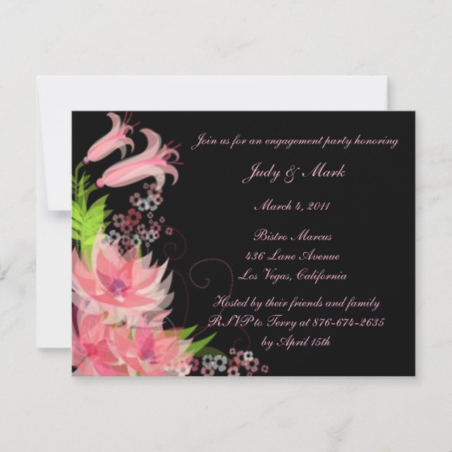 Romantic Pink Floral Engagement Party Invitation (Front)