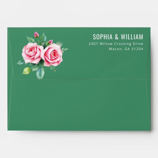 Romantic Pink Floral Envelope (Back (Top Flap))