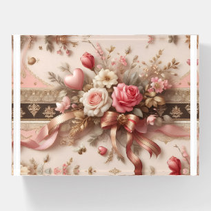 Romantic Pink Floral Luxury Gift Elegant Vintage Paperweight