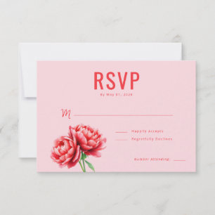 Romantic Pink Floral RSVP Card