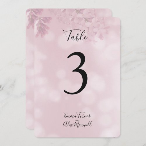 Romantic Pink Floral  Table number cards