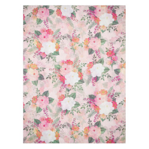 Romantic Pink Floral Watercolor Painting Tablecloth