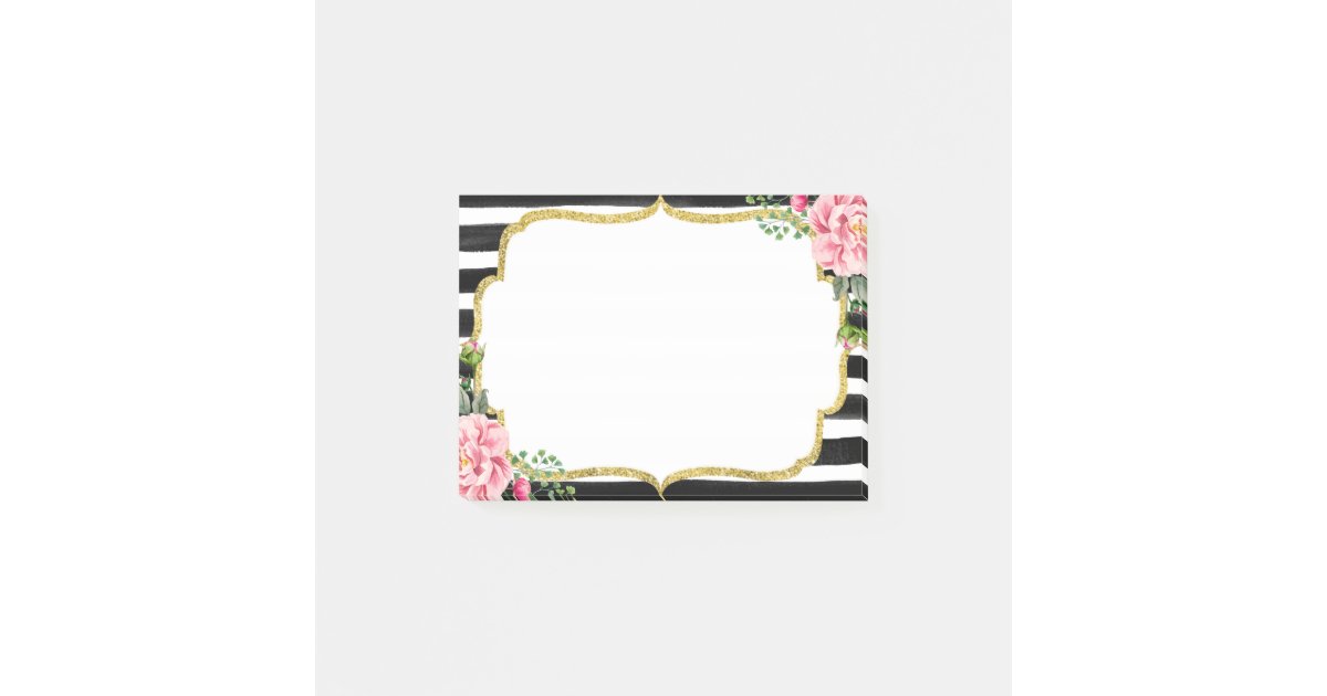Romantic Pink Fl Watercolor Stripes Gold Frame Post It Notes Romantic Pink Fl Watercolor Stripes Gold Frame Post It Notes Zazzle Com