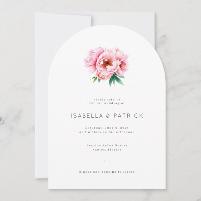 Romantic Pink Floral Wedding Invitation (Front)