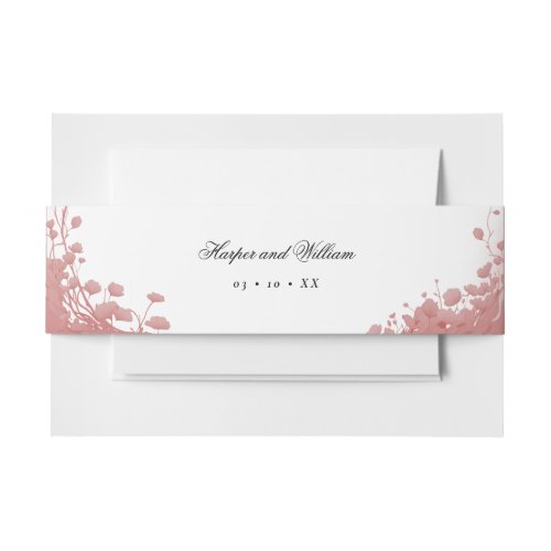 Romantic pink Floral wedding invitation  Invitation Belly Band