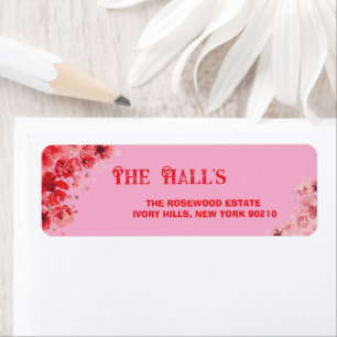 Romantic Pink Floral Wedding Label