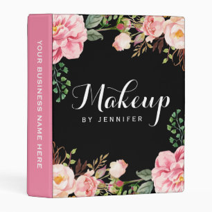 Romantic Pink Floral Wedding Makeup Beauty Salon Mini Binder