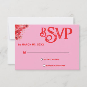 Romantic Pink Floral Wedding RSVP Card
