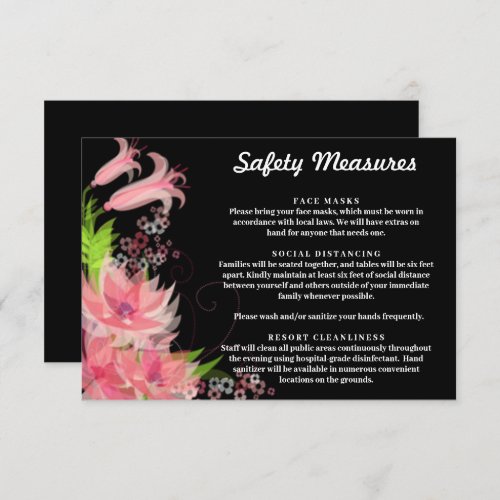 Romantic Pink Floral Wedding Safety Measures Enclosure Card