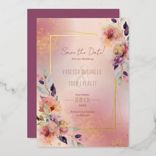 Romantic Pink Floral Wedding Save_the_Date Card