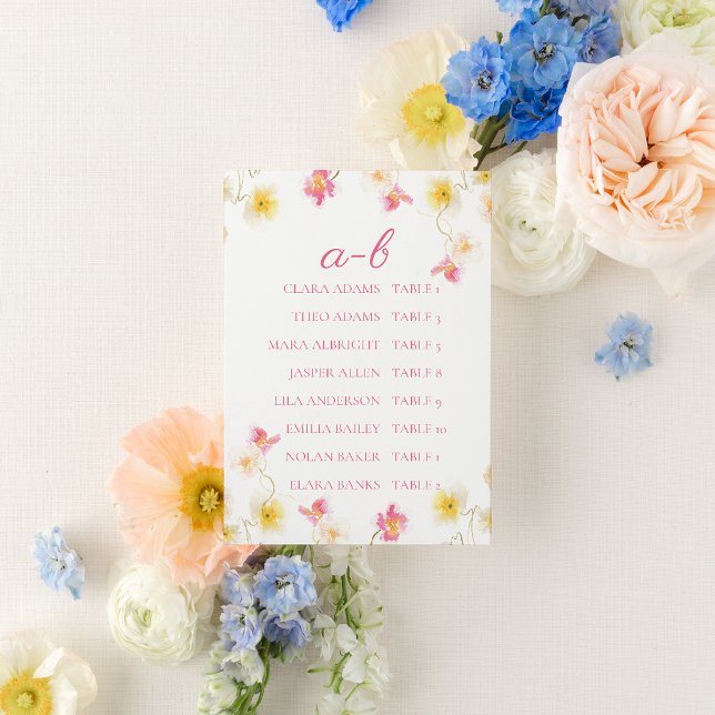 Romantic Pink Floral Wedding Seating Chart Card (Creator Uploaded)