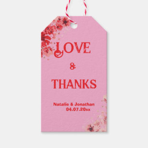 Romantic pink Floral Wedding Thank You Gift Tags
