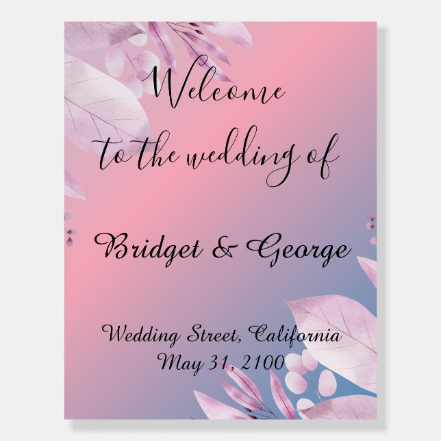 romantic pink flower welcome  foam board (Front)