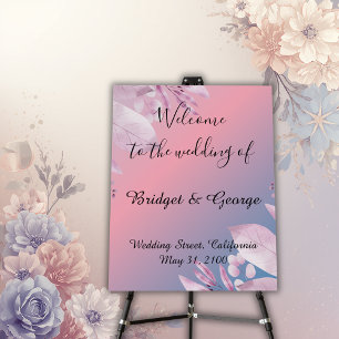 romantic pink flower welcome  foam board