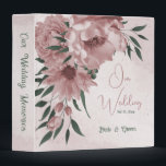 romantic pink flowers & green leaves photo album 3 ring binder<br><div class="desc">Unique wedding photo album binder featuring romantic pink flowers and green leaves. 
FOR MORE MATCHING PRODUCTS click on the collection above or contact me.</div>