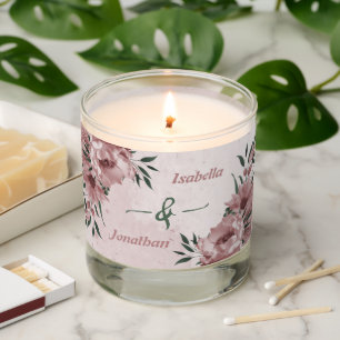 romantic pink flowers greenery wedding scented candle