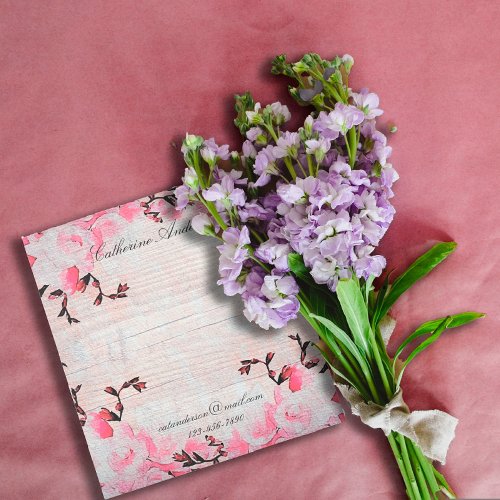 Romantic Pink Flowers On Rustic Wood Country Chic Notepad
