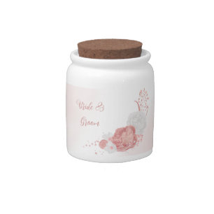 romantic pink flowers wedding  candy jar