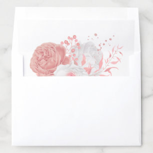 romantic pink flowers wedding envelope liner