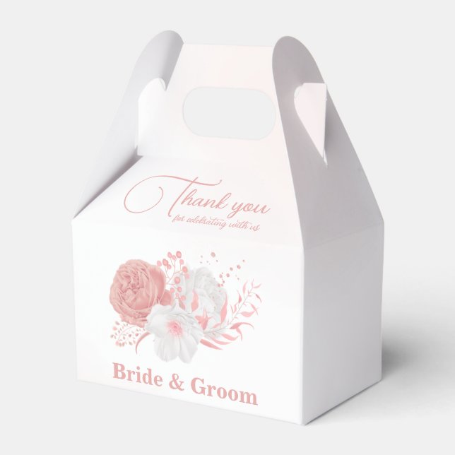 romantic pink flowers wedding  favor boxes (Front Side)