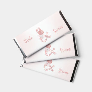 romantic pink flowers wedding hershey bar favors