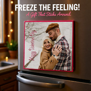 Romantic Pink Frame Personalized Valentine Magnet