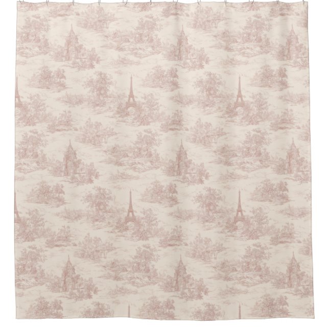 Romantic Pink French Toile Countryside Pattern (1) Shower Curtain (Front)