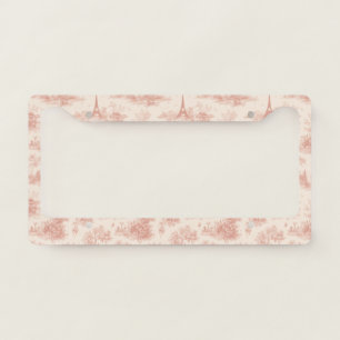 Romantic Pink French Toile Countryside Pattern (2) License Plate Frame