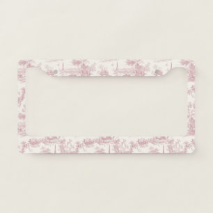 Romantic Pink French Toile Countryside Pattern (3) License Plate Frame