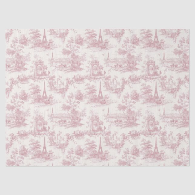 Romantic Pink French Toile Countryside Pattern (3) Tissue Paper (Front)