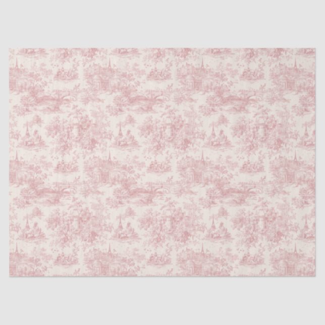 Romantic Pink French Toile Countryside Pattern (4) Tissue Paper (Front)