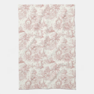 Romantic Pink French Toile Countryside Pattern (5) Kitchen Towel