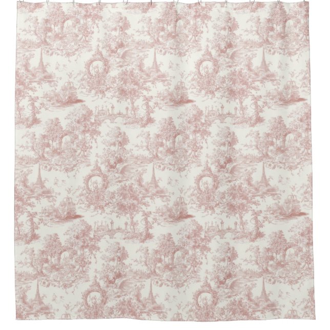 Romantic Pink French Toile Countryside Pattern (5) Shower Curtain (Front)