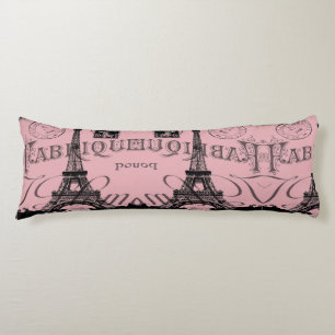 romantic pink french vintage paris eiffel tower body pillow
